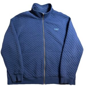 LL Bean Quilted Full Zip Jacket Navy Blue Womens Size XL Traditional Fit Pockets